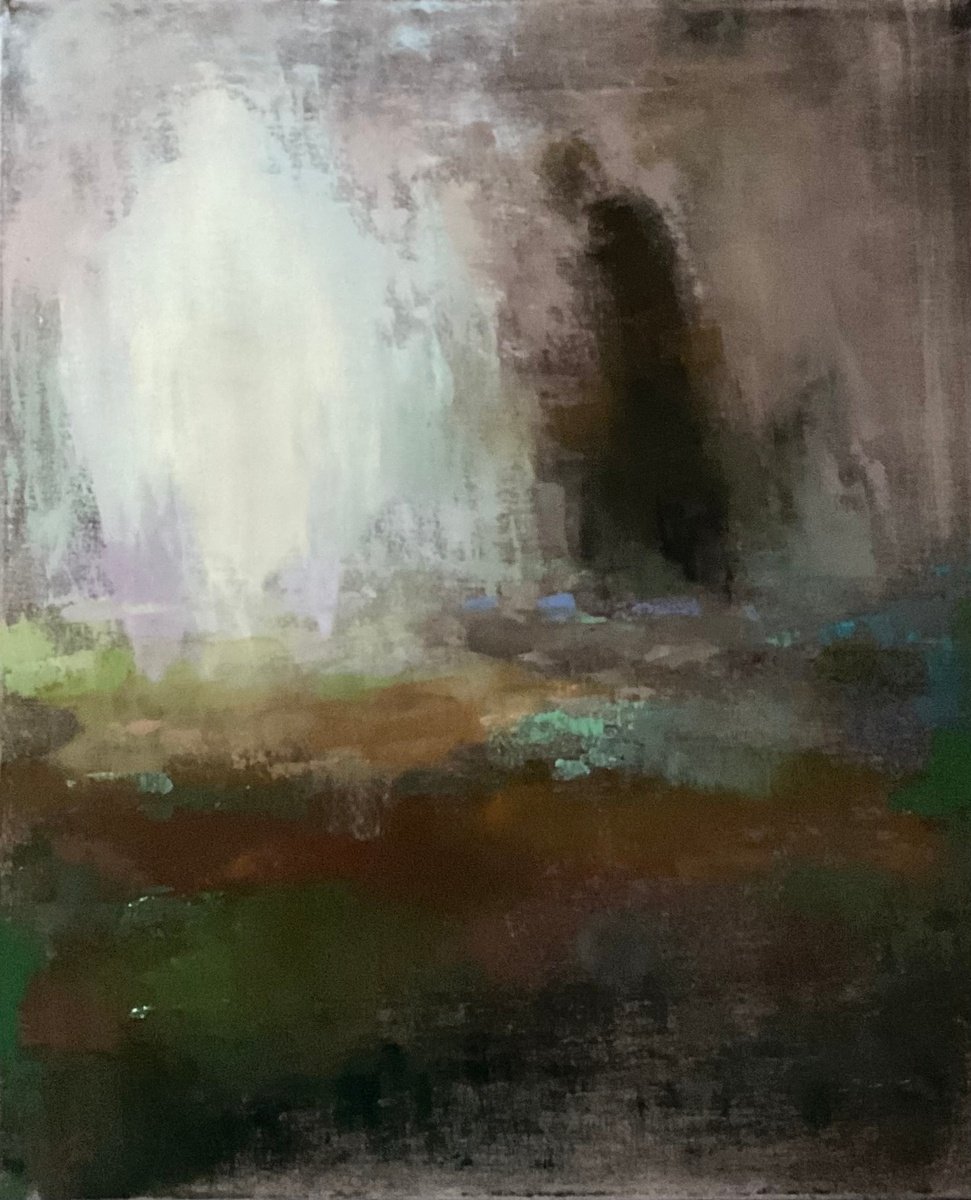 Organic Abstract Oil Painting By Vera Klimova, 21 X 26", Meeting, Original Artwork