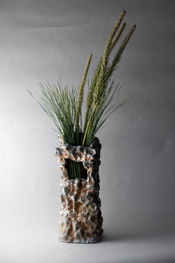 Soda-Fired Ceramic Sculptural Vase