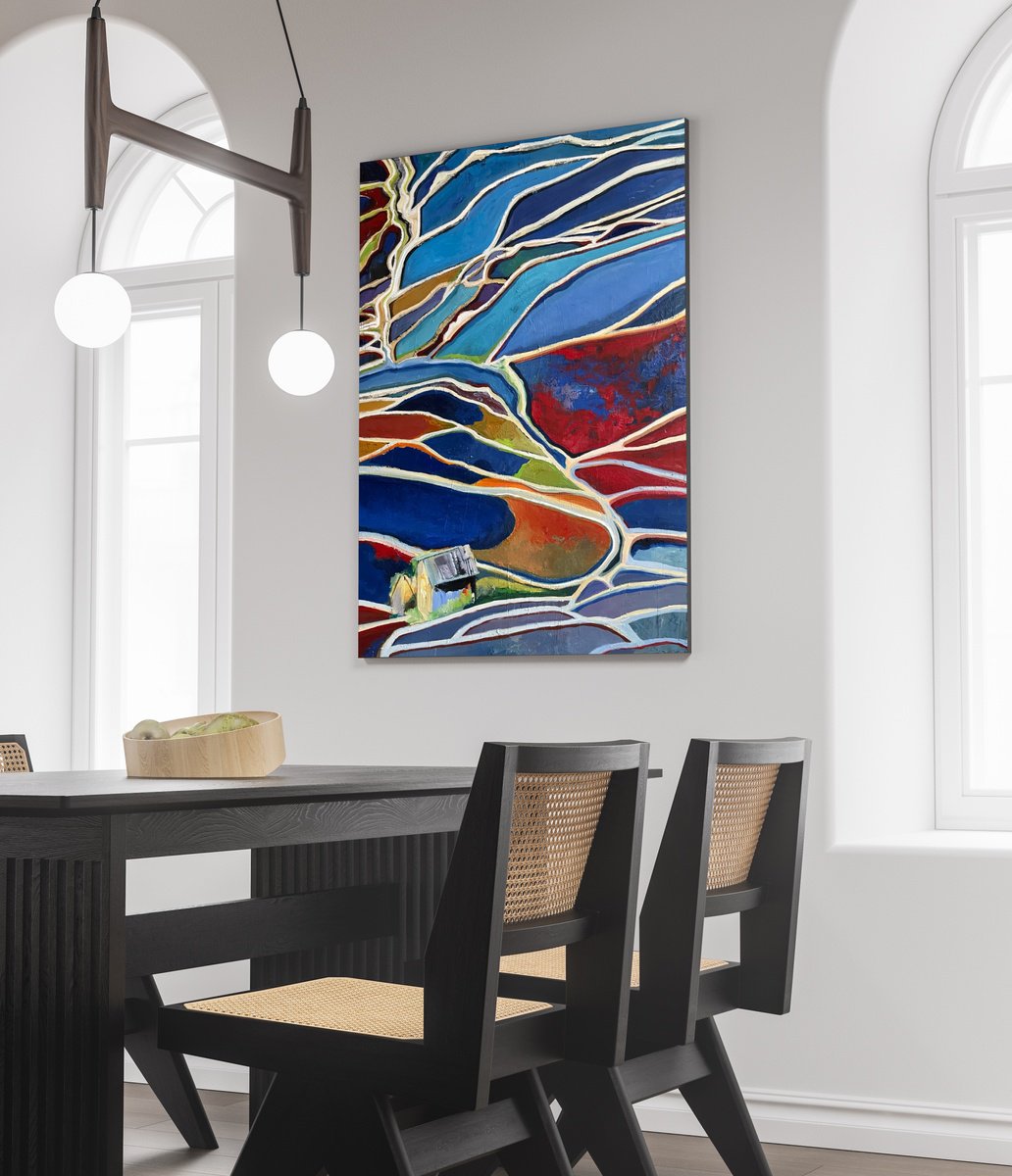 Impressionistic Landscape Oil Painting By Patricia Moskalevich, 38 X 51", On The Edge, Original Artwork