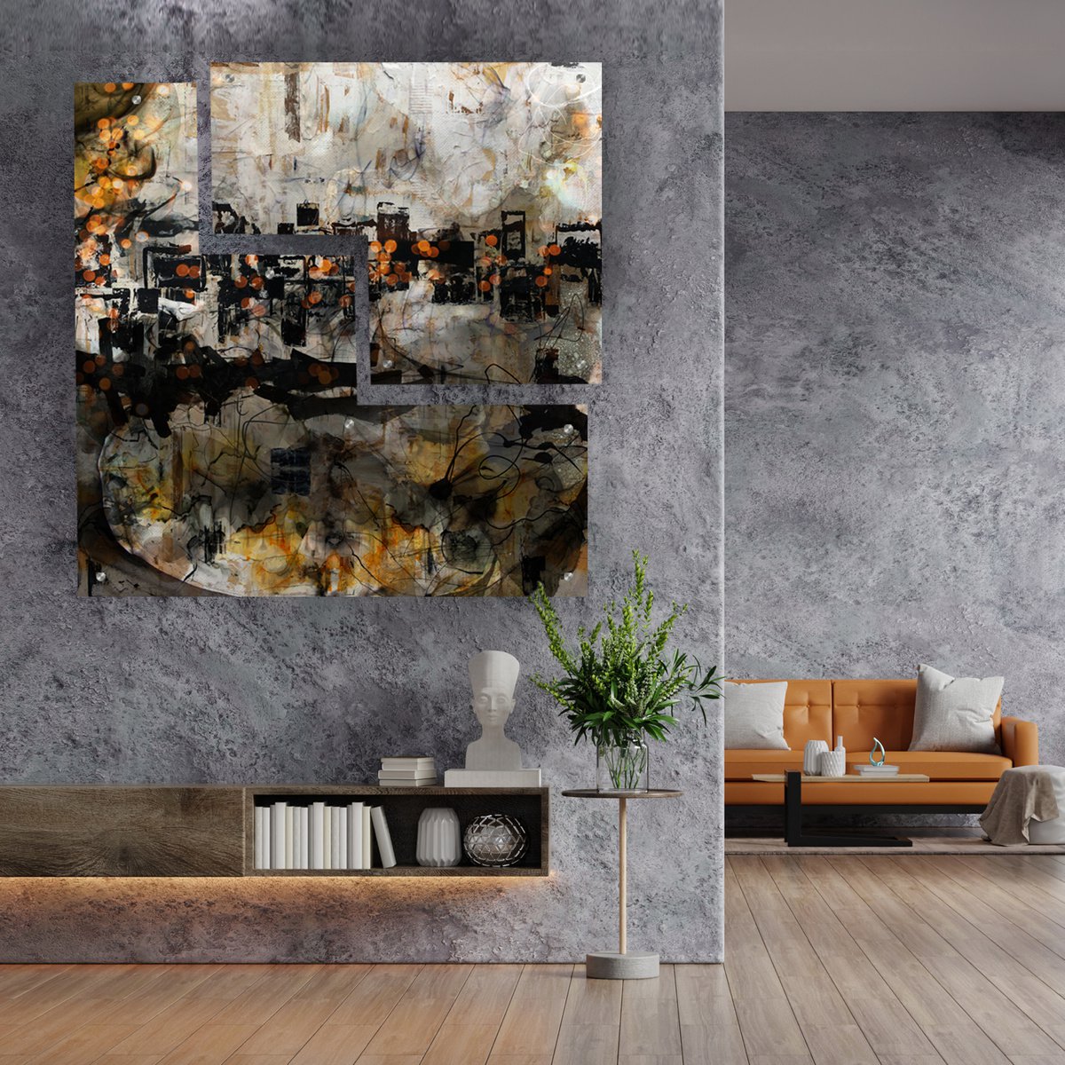 Abstract Print By Lynne Godina-Orme, 49 X 49", Party Til Dawn - Diptych, Original Artwork