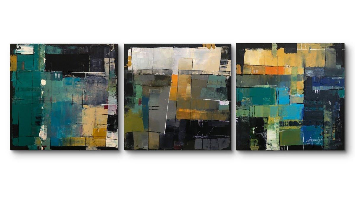 Abstract Acrylic Painting By Amrish Malvankar, 36 X 12, Synthesis 2018 - 19-20-21, Original Artwork