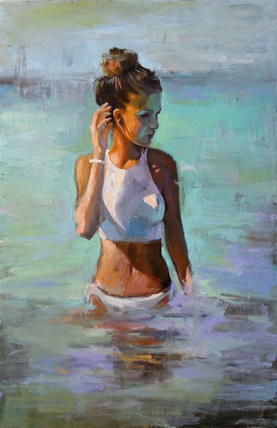 Sunny summer(40x60cm, oil painting, ready to hang)