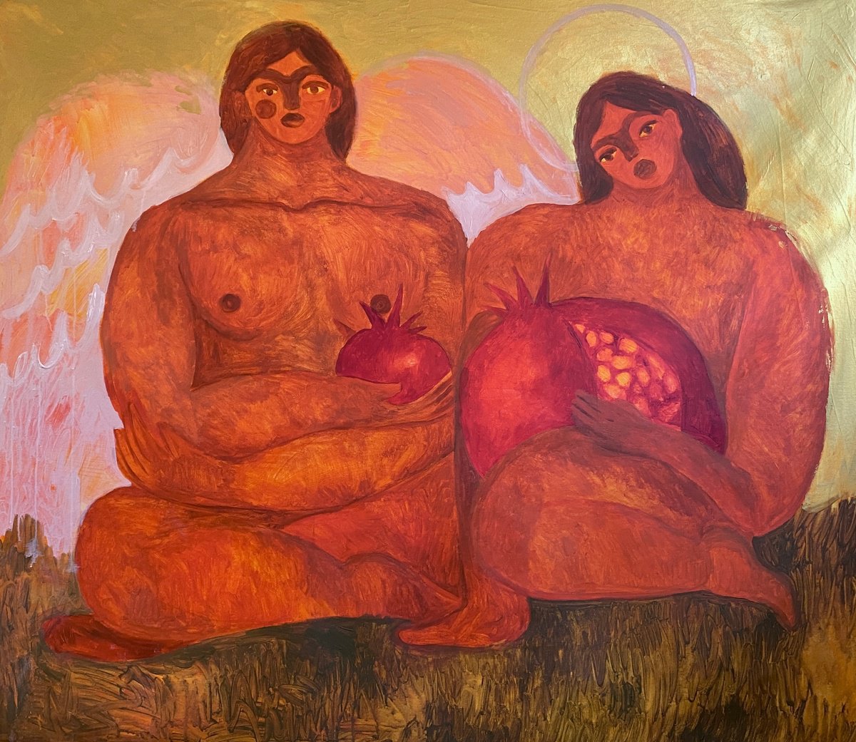 Impressionistic Portrait Acrylic Painting By Dasha Pogodina, 59 X 51, Annunciation, Original Artwork