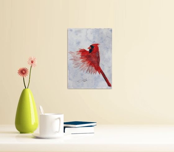 Cardinal III - Bird portrait /  ORIGINAL PAINTING