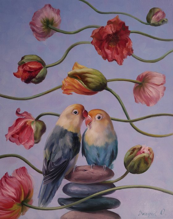 "Love birds and flowers"