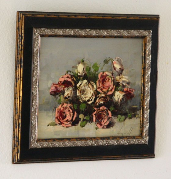Roses Oil Painting Handmade artwork Framed Ready to hang