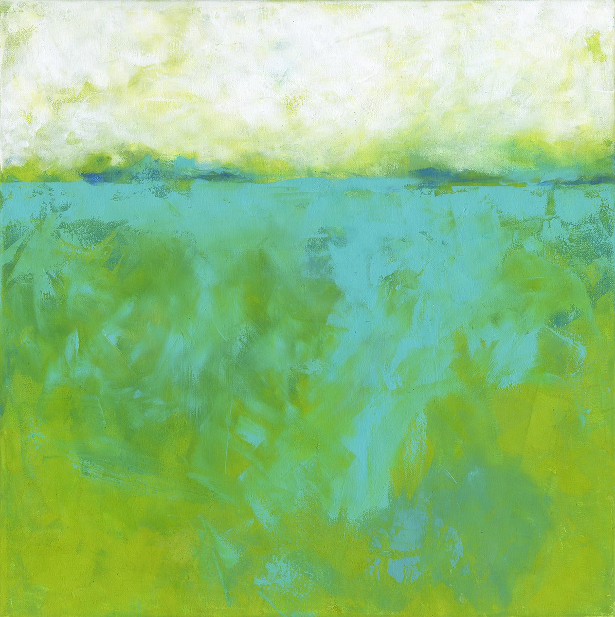 Abstract Landscape Acrylic Painting By Kathy Morton Stanion, 20 X 20", Tranquility Meadow, Original Artwork