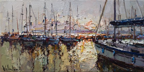 Sailing yachts  Original seascape painting