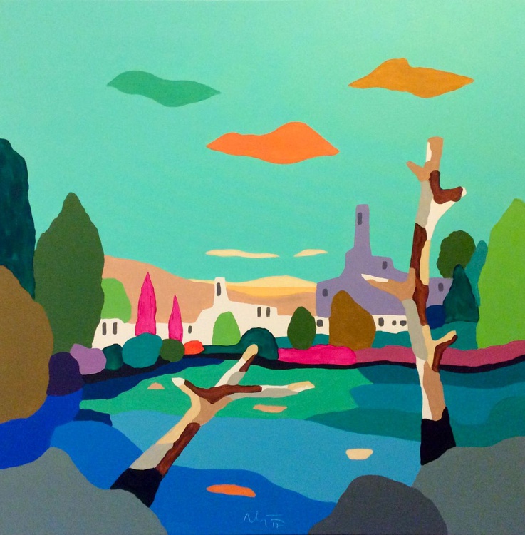 View Of The Lake By Alejos Pop Art Landscapes Artfinder Paint less detail in the background of the landscape than you do in the foreground. view of the lake