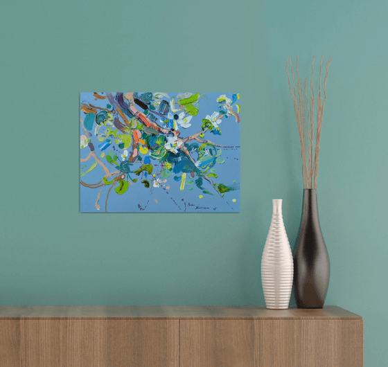 Blossom on blue