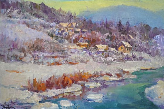Winter Village by the River