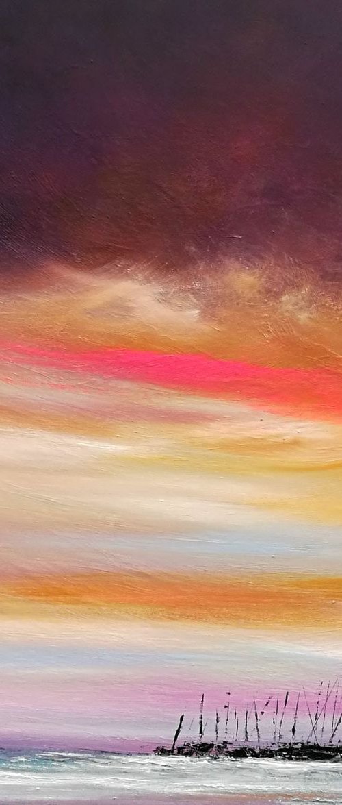 Harbour Lights - Seascape, landscape, decor, home by Mel Graham