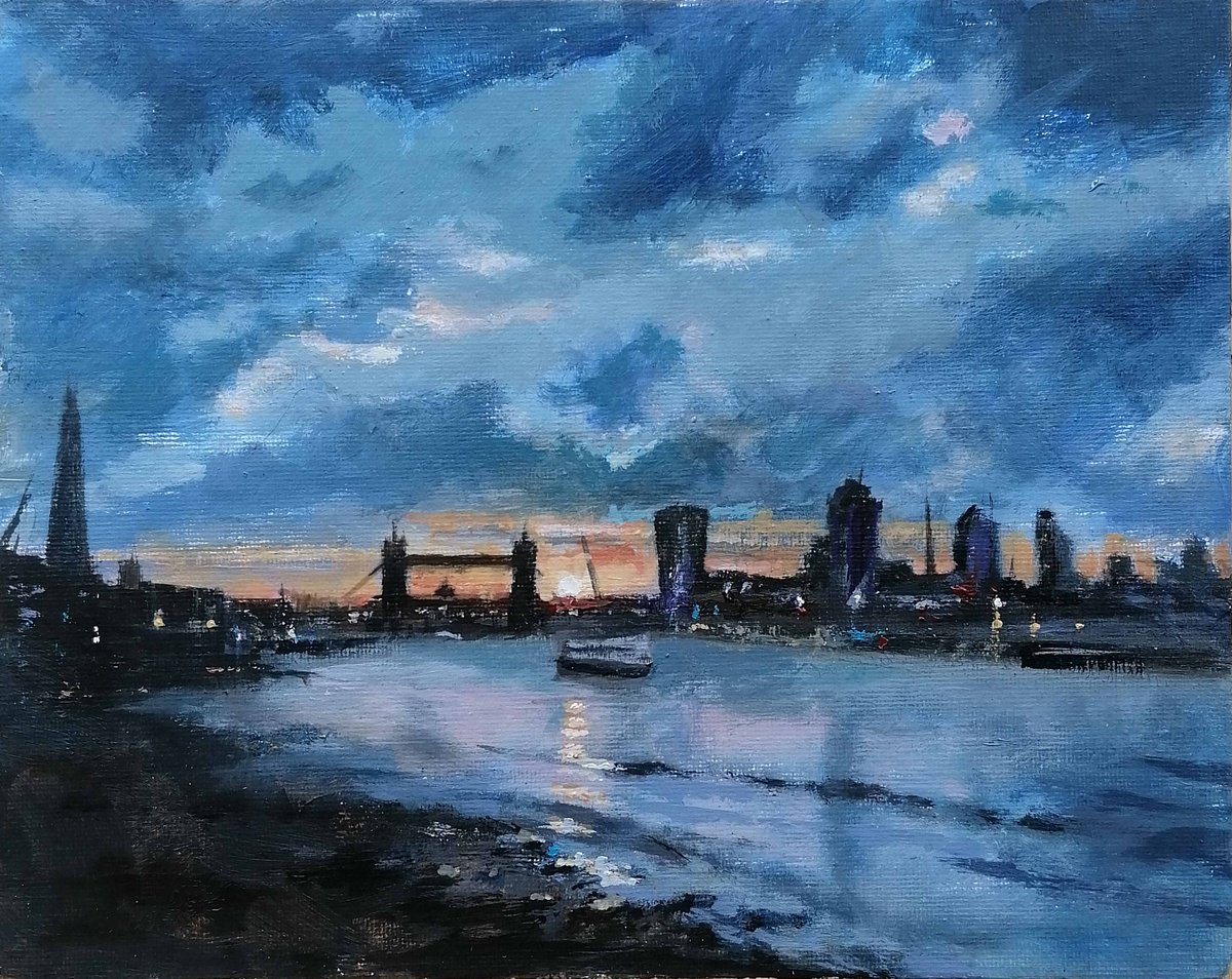 Impressionistic Cityscapes Acrylic Painting By Alan Harris, 10 X 8, London Skyline, Original Artwork