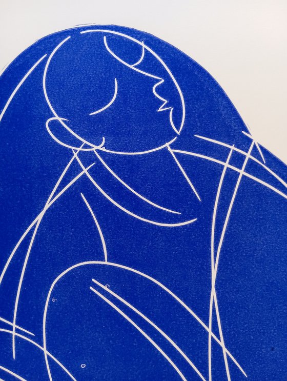 Linoprint "Blue nude-1" 50x70cm