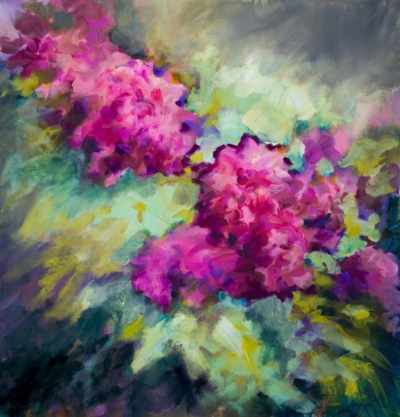 Flowers - large size floral abstract UNSTRETCHED