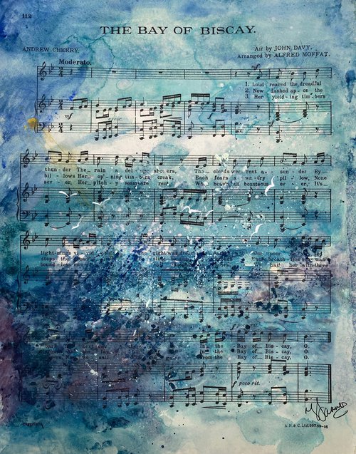 The Bay of Biscay - seascape on sheet music by Teresa Tanner