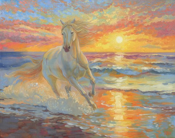 Horse at sunset