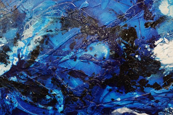 Cracker Jack Blue 240cm x 100cm Blue White Textured Abstract Art