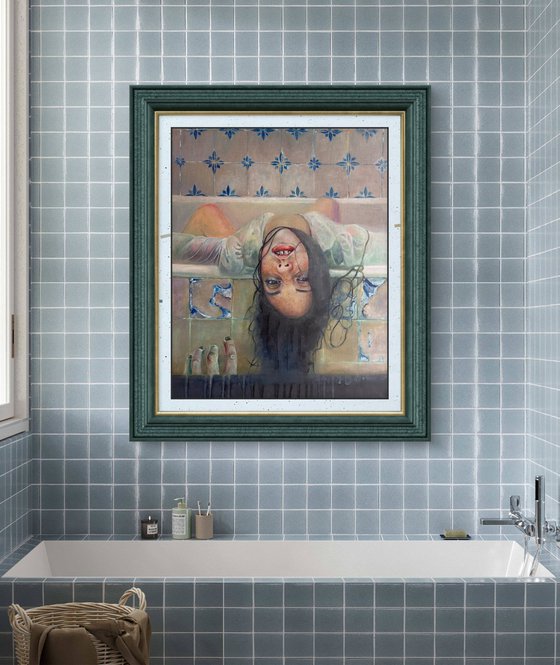 Rusalka taking a bath