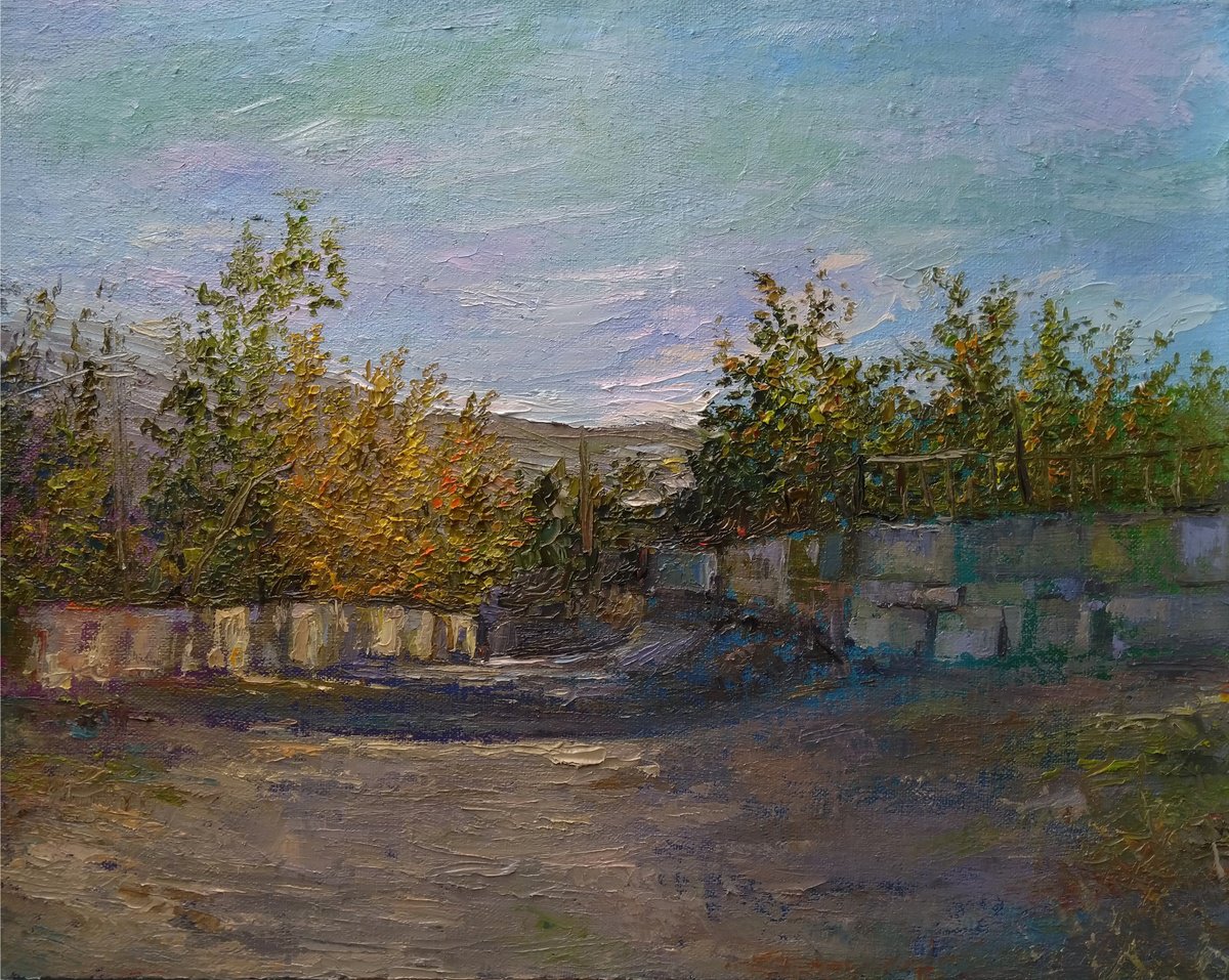 Impressionistic Landscape Oil Painting By Kamsar Ohanyan, 20 X 16", Landscape, Original Artwork