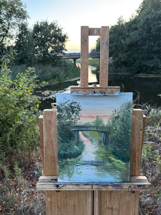 Small bridge at sunset