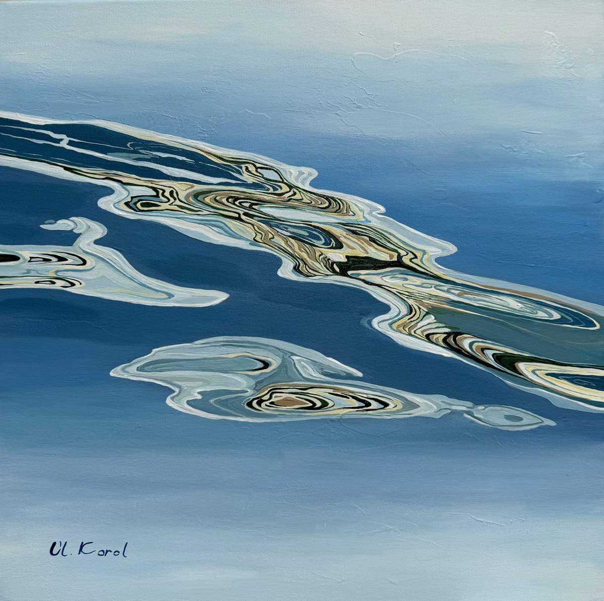 Photorealistic Landscape Oil Painting By Ulyana Korol, 16 X 16", Calima Ripples 2, Original Artwork