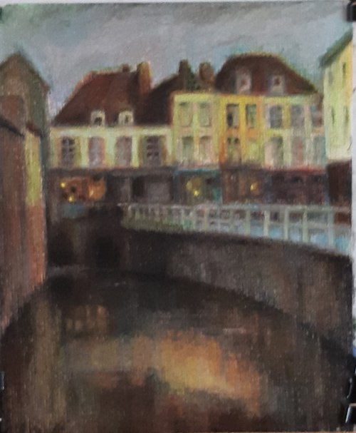 the canal pastel study by Viktória Déri