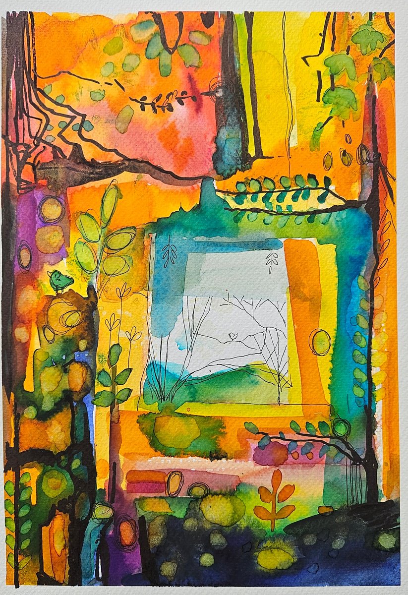 Expressive Painting , The World In The Window By Simon Tunde, 9 X 13, Artwork For Sale On Artfinder