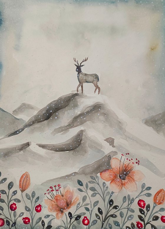 Landscape with deer