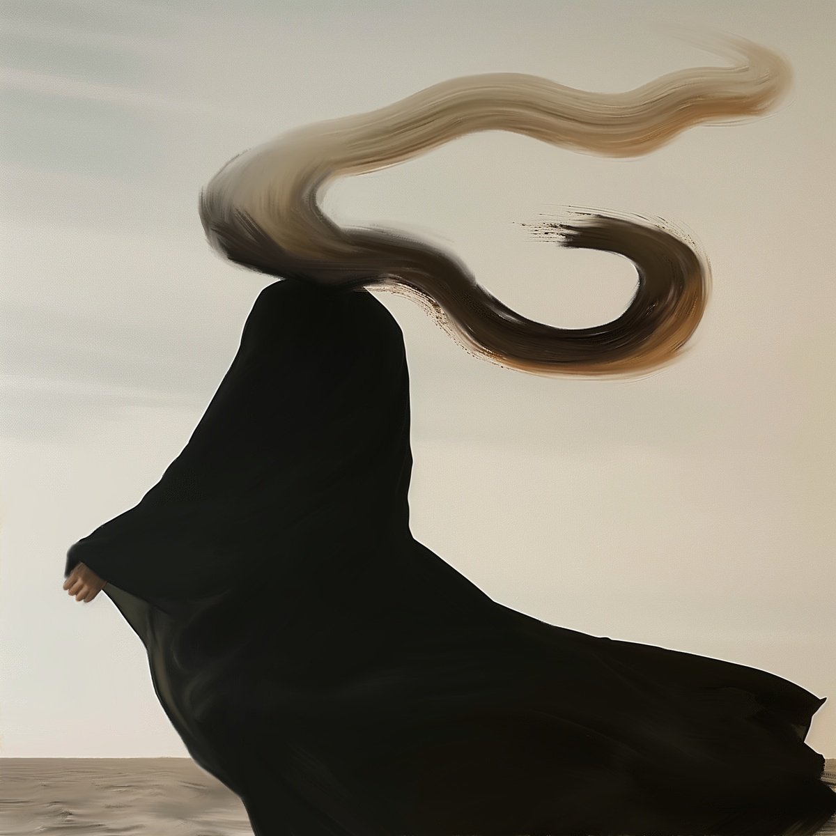 Expressive Portrait Acrylic Painting By Anzhelika Klimina, 24 X 24, Lonely Figure N18, Original Artwork