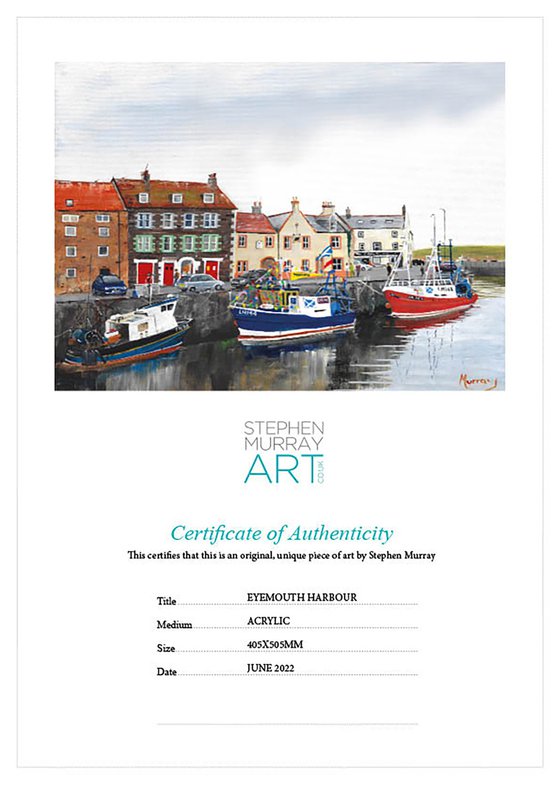 Eyemouth Harbour Fishing Boats Scottish Landscape Painting