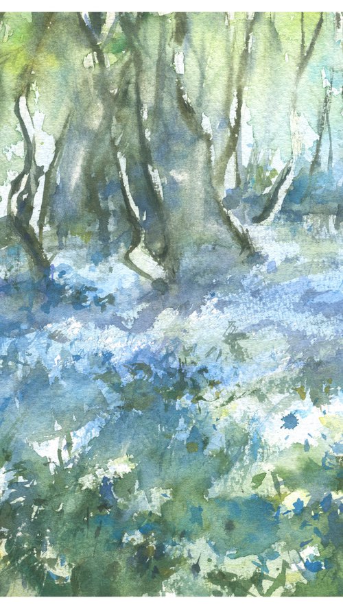 "Bluebells of Sidmouth woods -1" by Merite Watercolour