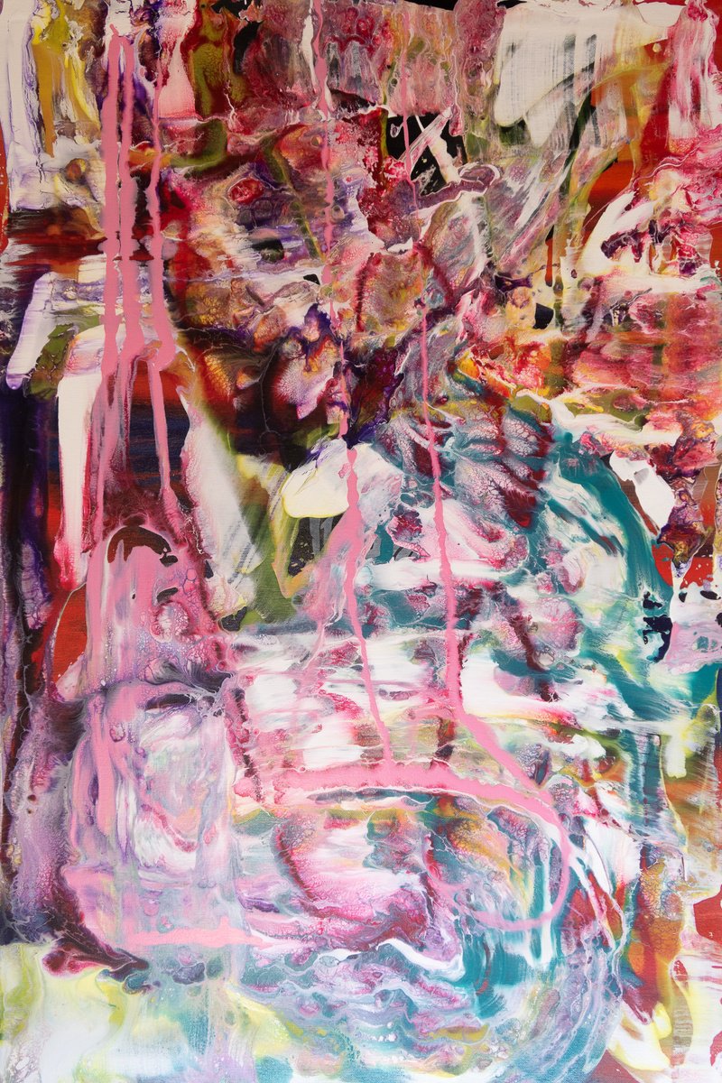 Expressive Abstract Acrylic Painting By Km Arts, 24 X 36", A State Of Equilibrium 2, Original Artwork