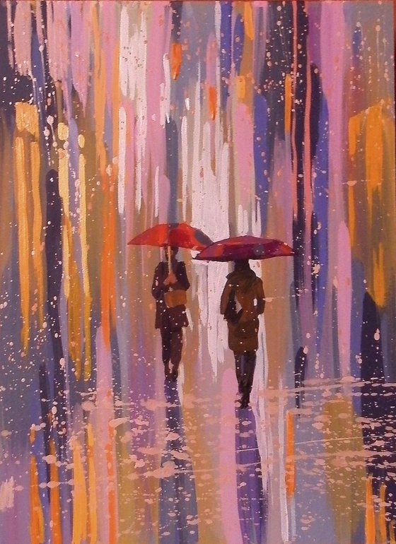 Color rain. Original painting 21x29 cm