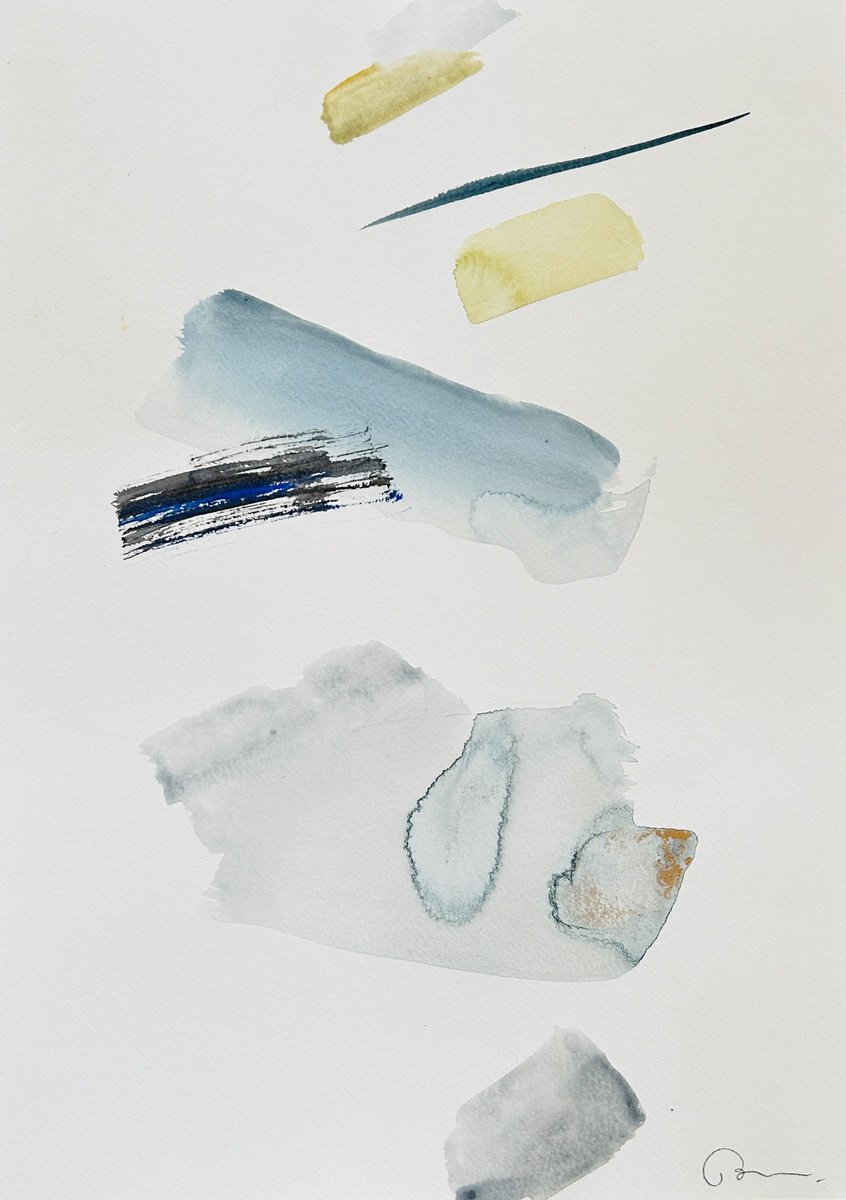 Abstract Ink Drawing By Ryoko Minamitani, 12 X 17", Sound Of Sumi With Colours 4, Original Artwork