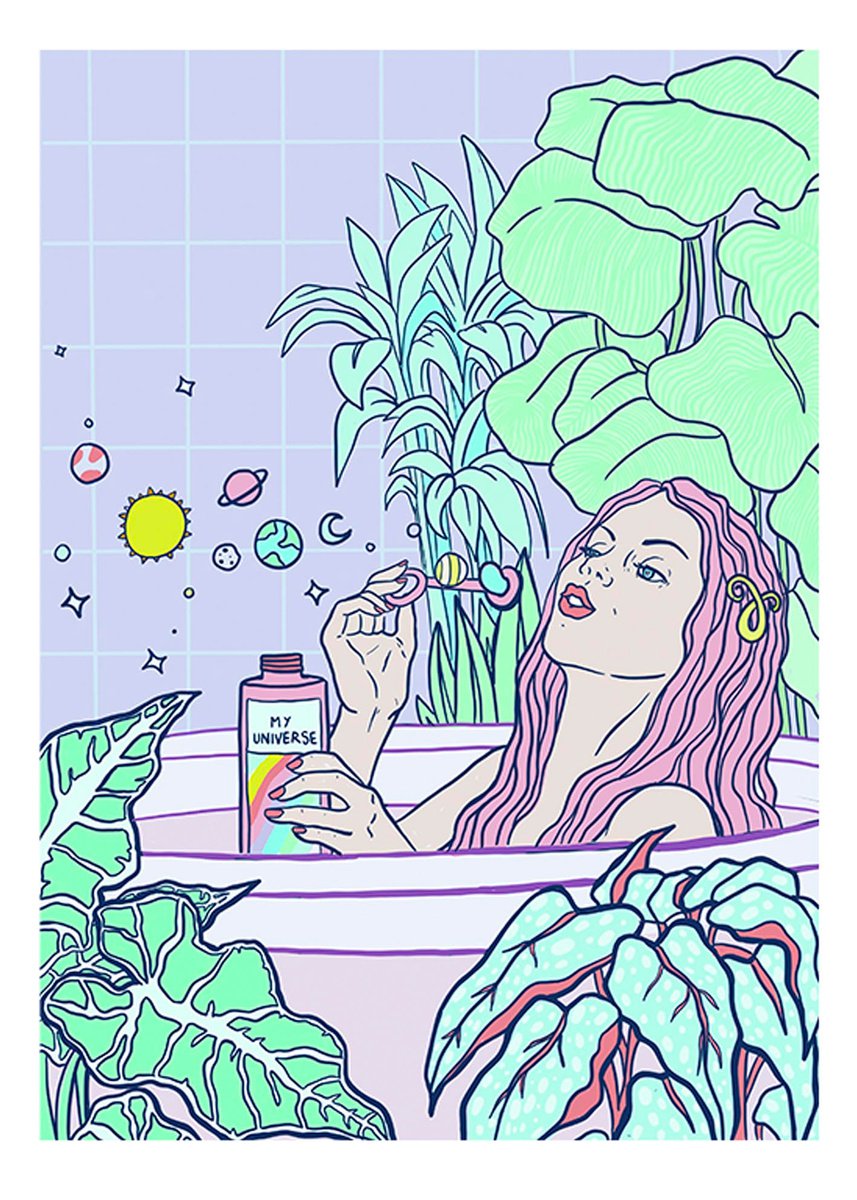 My Universe | Bath Time SelfCare Serie II, limited edition gicle print | Bathroom Vertica... by Marta Zubieta