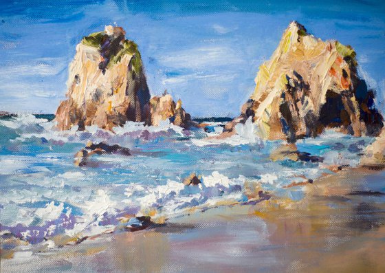 Atlantic cost. Portugal. Study 2. Original oil painting.