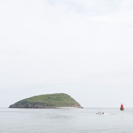 Island, Speedboat, Marker