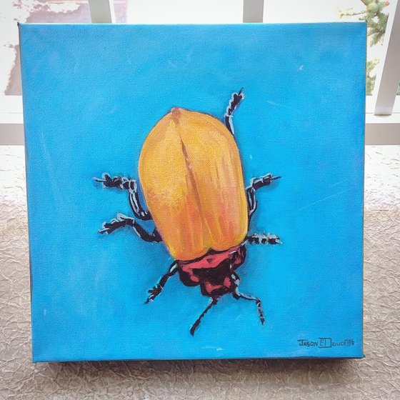 Royal Gold - Beetle oil painting, insect painting