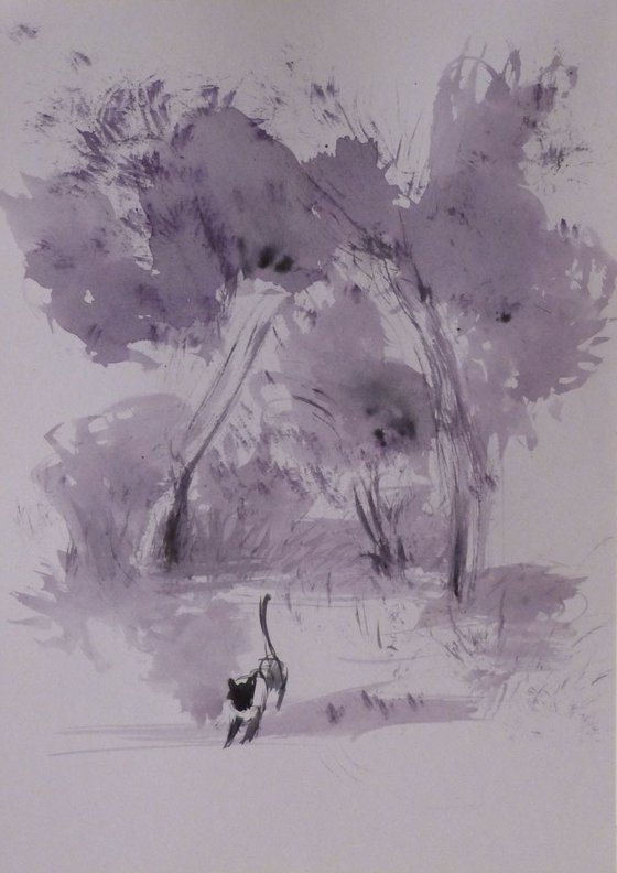 Cat in the Park, 21x29 cm