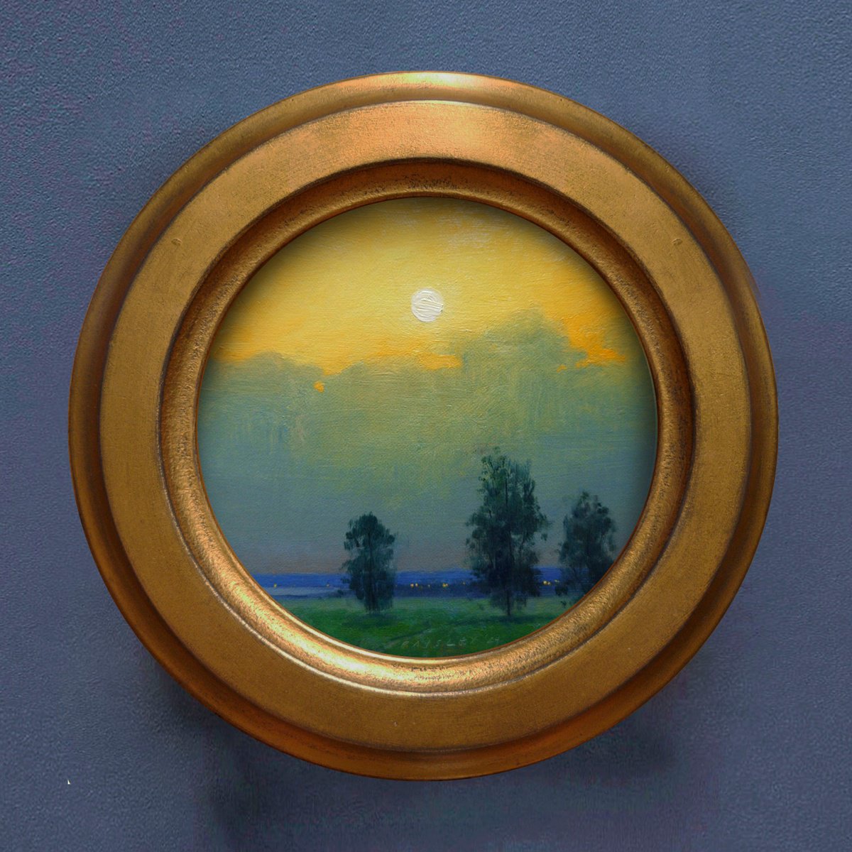 Impressionistic Landscape Oil Painting By Ayna Paisley, 9 X 9, Setting Sun Amber #1, Original Artwork