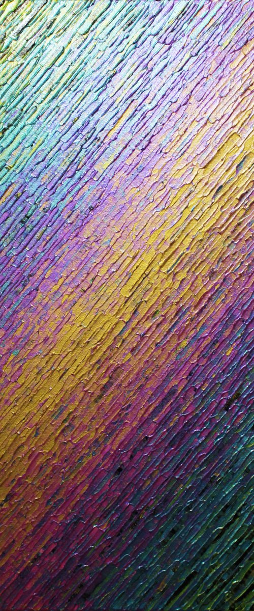 Iridescent gold pink blue green knife texture by Jonathan Pradillon
