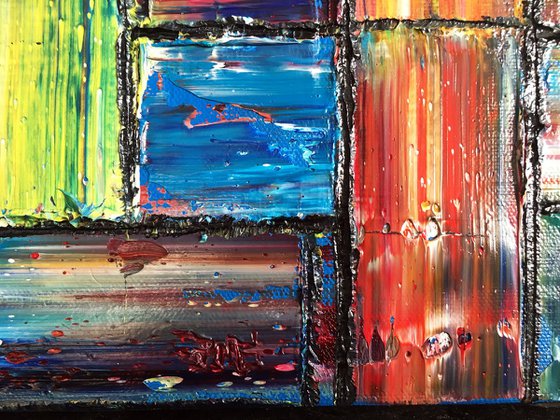 "I'll Build You A Home" - FREE SHIPPING to the USA - Original PMS Abstract Oil Painting On  Wood - 36" x 18"