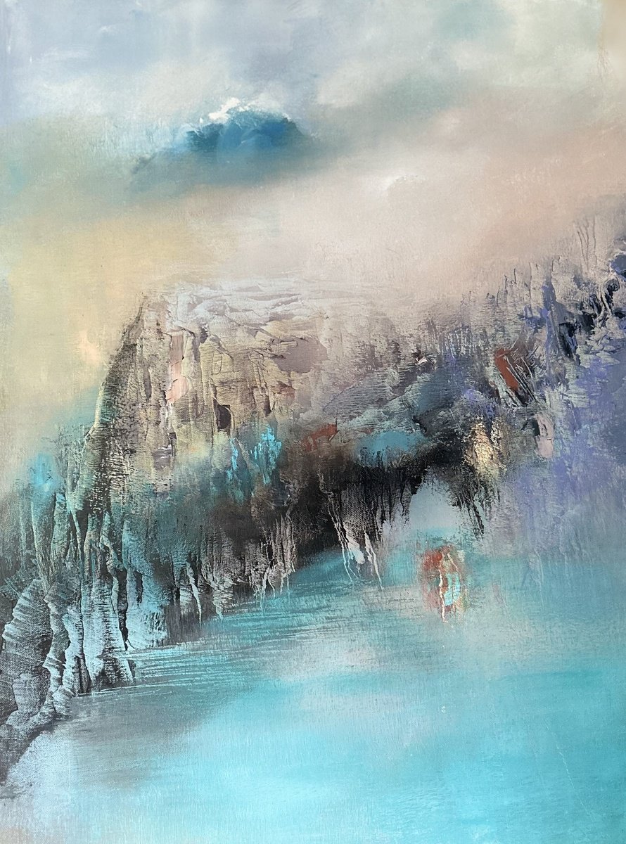 Expressive Abstract Oil Painting By Ludmila Budanov, 31 X 39", Crystal, Original Artwork