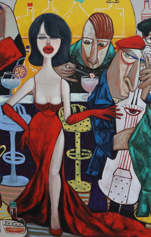 Lady in red with her jazz band by Ta Byrne