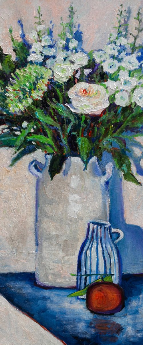 Milky Blue Still Life by Liudmila Pisliakova