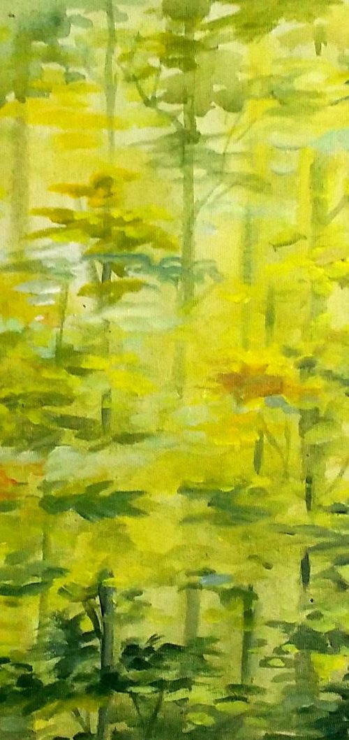 Beauty of Spring Forest - Acrylic on Canvas Painting by Samiran Sarkar