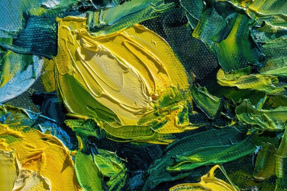 Abstract Lemon Impasto Art