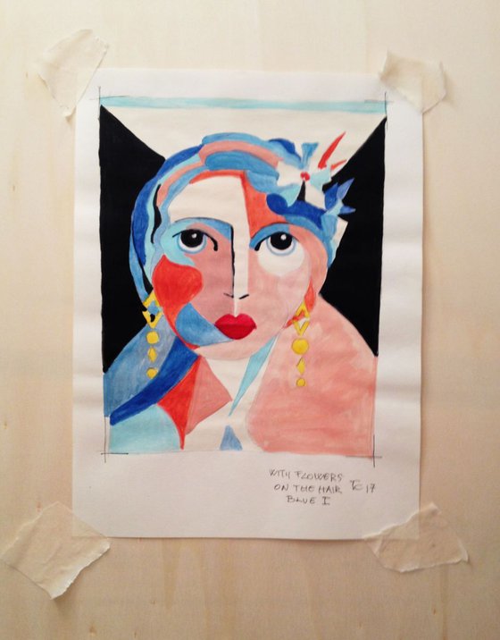 Lady 4 - original acrylic on paper- 16 x 21 cm (6' x 8' )