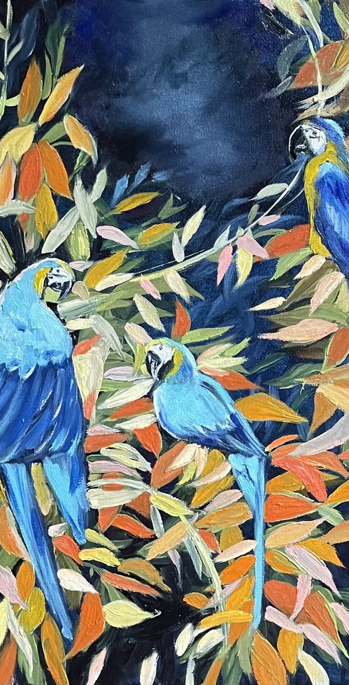 Blue parrots by Irina Ponna